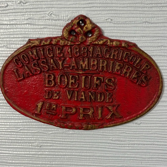Other - Antique French Agricultural First Prize Metal Plaque From 1881